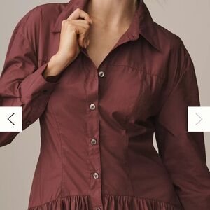Anthropologie Burgundy Button-Down Dress Shirt